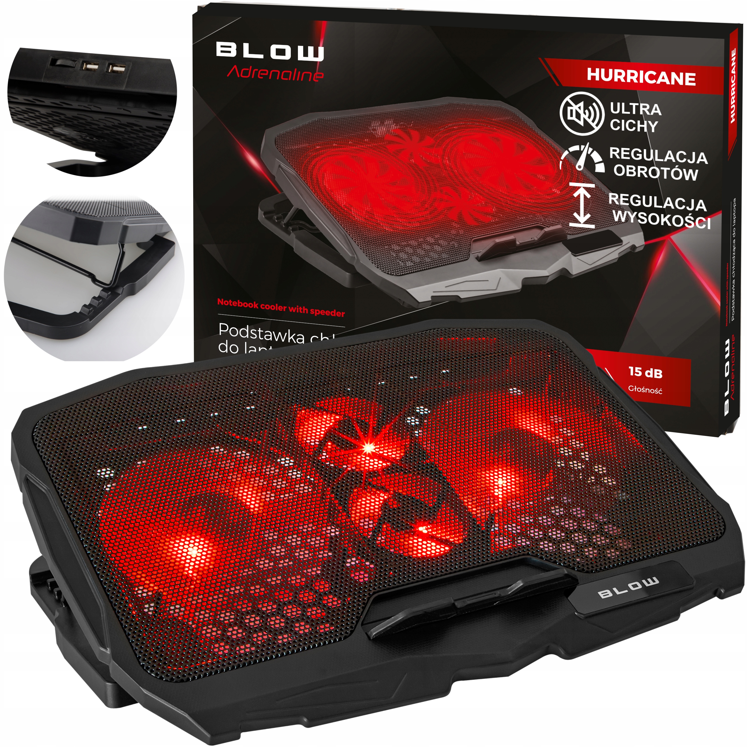 Chladiaca podložka Blow Hurricane 390x280x30 mm čierna